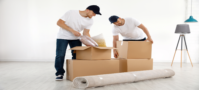 Jump Streets Movers packing boxes for a local move in Worcester MA